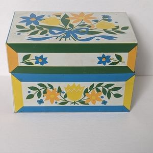💠🌼Vintage Floral Metal Recipe Box 🌼💠